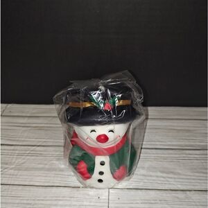 Concord Vintage Wax Christmas Happy Cheerful Snowman Candle Holiday Decor New